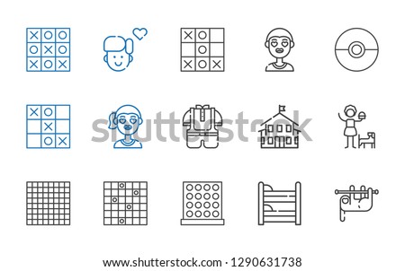children icons set. Collection of children with sloth, bunk, tic tac toe, girl, kindergarten, kid, pokeball, boy. Editable and scalable children icons.