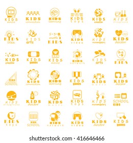 Children Icons Set - Isolated On White Background. Vector Illustration, Graphic Design. For Web, Websites, App   