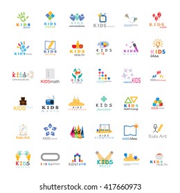 Children Icons Set - Isolated On White Background. Vector Illustration, Graphic Design. For Web, Websites, App