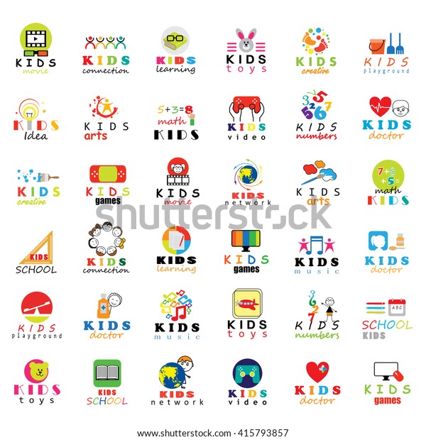 Children Icons Set Isolated On White Stock Vector (Royalty Free ...