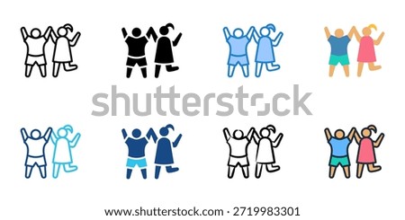 Children icons set multiple style collection. Editable stroke 
