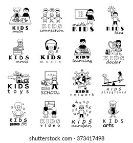 Children Icons Set - Vector Illustration, Graphic Design. Collection Of Different Icons, For Web, Websites, Print, Presentation Templates, Mobile Applications And Promotional Materials