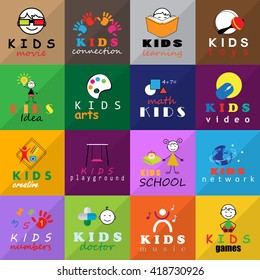 Children Icons Set - Vector Illustration, Graphic Design. Collection Of Color Icons, For Web, Websites, Print, Presentation Templates, Mobile Applications And Promotional Materials