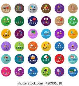 Children Icons Set - Vector Illustration, Graphic Design. 