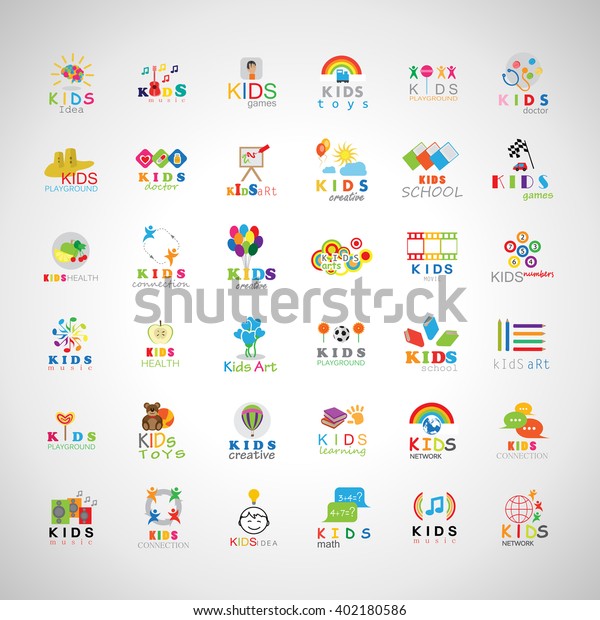 Children Icons Setisolated On Gray Backgroundvector Stock Vector ...