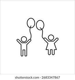 Iconos de niños. Ilustración vectorial de línea simple
