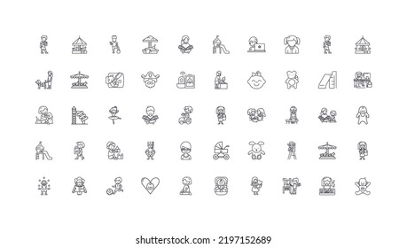 Children ideas, linear icons, line signs set, vector collection