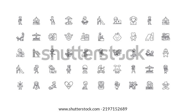 Children Ideas Linear Icons Line Signs Stock Vector (Royalty Free ...