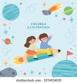 Children illustration. Illustration for educational activities with friends.