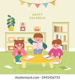 Children illustration. Illustration for educational activities with friends.