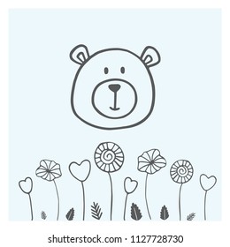 Children illustration. Hand drawn bear.