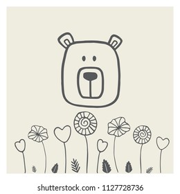 Children illustration. Hand drawn bear.