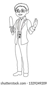 Children illustration with a journalist boy.