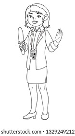 Children illustration with a journalist girl.