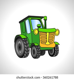 children illustration technique green tractor