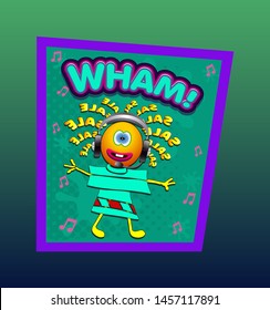 
Children illustration, vector graphics, cartoon character on a green background.
