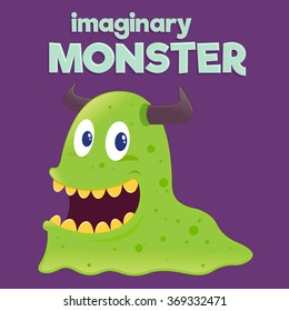Children imaginary slimy slug monster, vector illustration