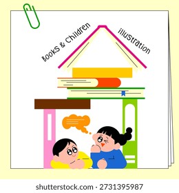 Children Imagining and Talking Inside a House Made of Stacked Books