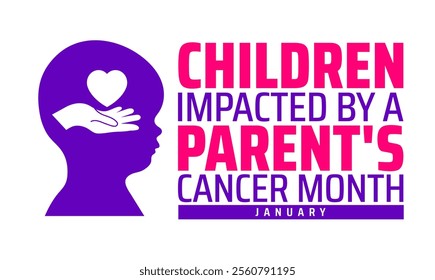 Children Impacted by a Parent's Cancer Month background, banner or poster design template. observed every year in January. Holiday concept. Use to any Template, card, poster, placard, template.