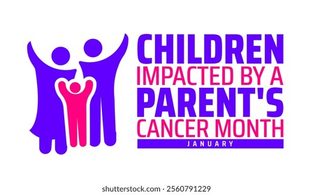 Children Impacted by a Parent's Cancer Month background, banner or poster design template. observed every year in January. Holiday concept. Use to any Template, card, poster, placard, template.