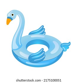 Children inflatable swan ring. Rubber donuts, pink flamingo, duck, unicorn for kids in swimming pool. Can be used for pool party, summer vacation