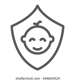 Children insurance line icon, kids and care, family insurance sign, vector graphics, a linear pattern on a white background, eps 10.