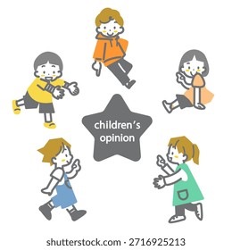 Kinder, die Informationen vorstellen - Stylische und niedliche Linien-Zeichnungen Illustrationen