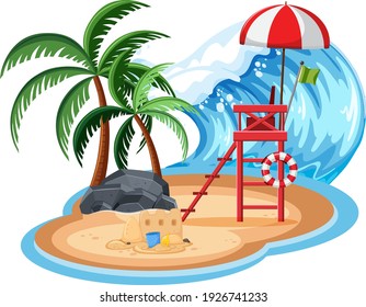 Children at the island isolated illustration