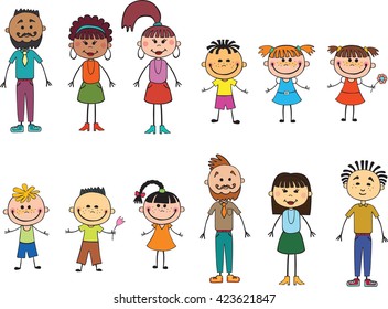 Children Isolated Look Interest Funny Cartoon Stock Vector (Royalty ...