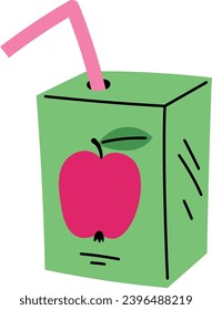 Children Juice Box With Straw Vector Illustration