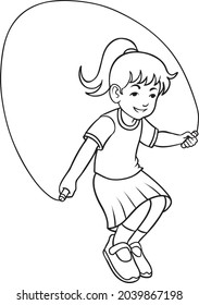niños saltan ilustraciones vectoriales de cuerda