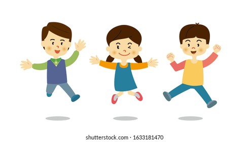 Children Jumping Air On White Background Stock Vector (Royalty Free ...