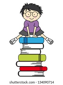 Children jumping on books