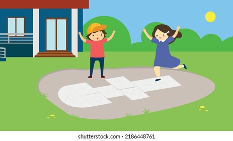 children jumping in the street