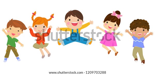 Children Jumping Together Stock Vector (Royalty Free) 1209703288 ...