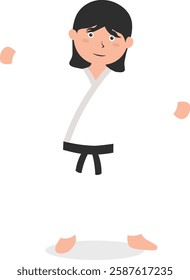 Children Karate Illustration with Cartoon Style. Isolated Vector Character.