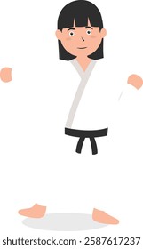 Children Karate Illustration with Cartoon Style. Isolated Vector Character.