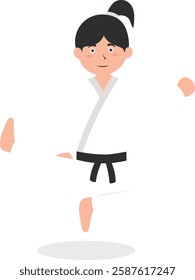 Children Karate Illustration with Cartoon Style. Isolated Vector Character.