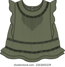 CHILDREN AND KID GIRLS WEAR FLARED TOP VECTOR