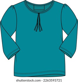 CHILDREN AND KID GIRLS WEAR TOP WITH TASSEL VECTOR