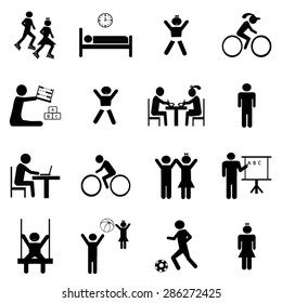 Children kids playing icons set illustration