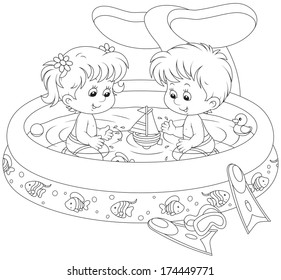 Children in a kids pool