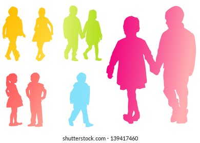 Children, kids in school vector background concept set