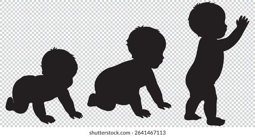 Children kids silhouette set, vector silhouette of children eps 10