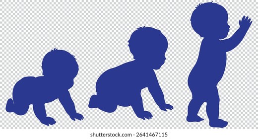 Children kids silhouette set, vector silhouette of children eps 10