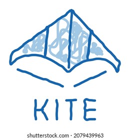 children kite sketch icon vector. Hand drawn blue doodle line art children kite sign. isolated symbol illustration