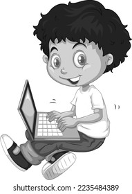 Children with laptop vector illustration design 