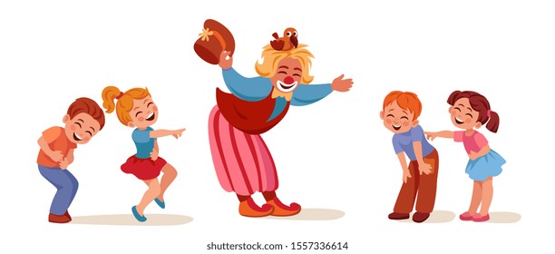 children laugh at clown performance