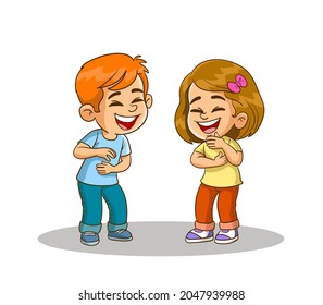 Children laugh at the fun. Funny cartoon character. Vector illustration. isolated on white background