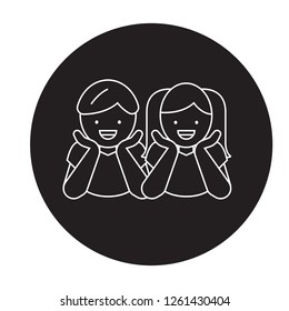Children laughing black vector concept icon. Children laughing flat illustration, sign